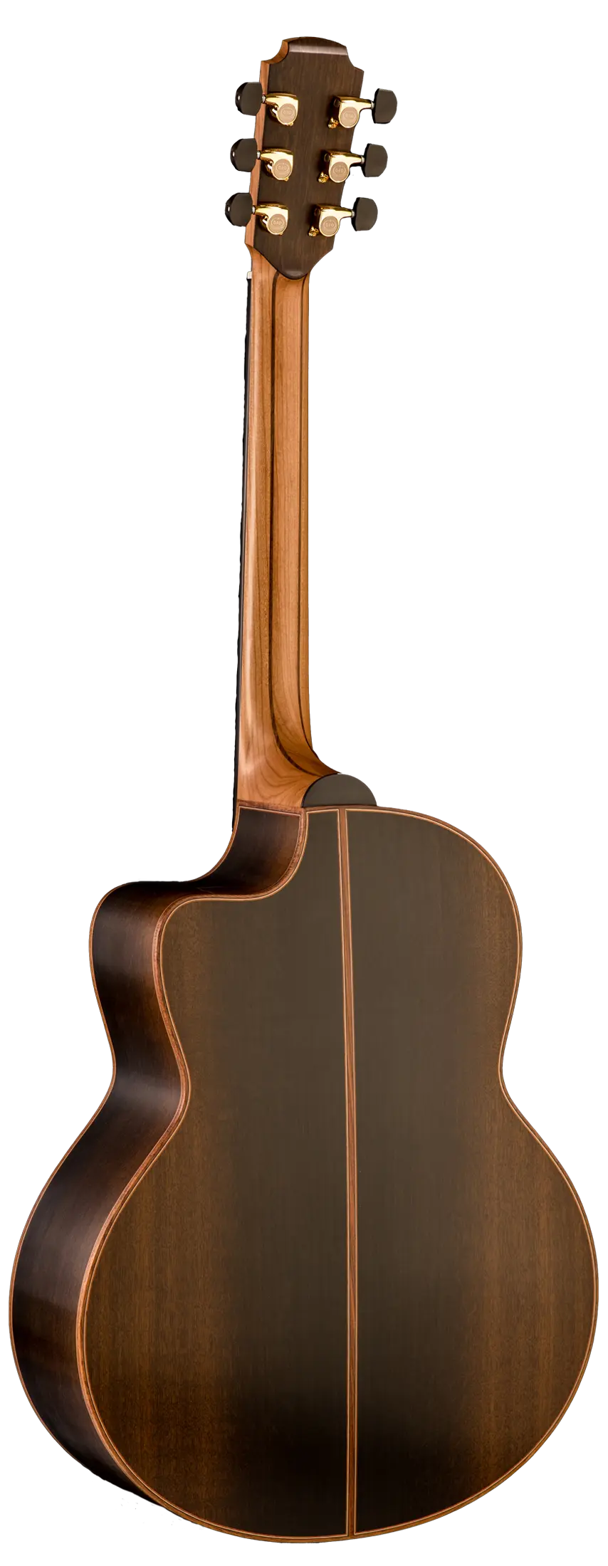 Rear view of the Lowden Guitars 50 Series Ancient Bog Oak model