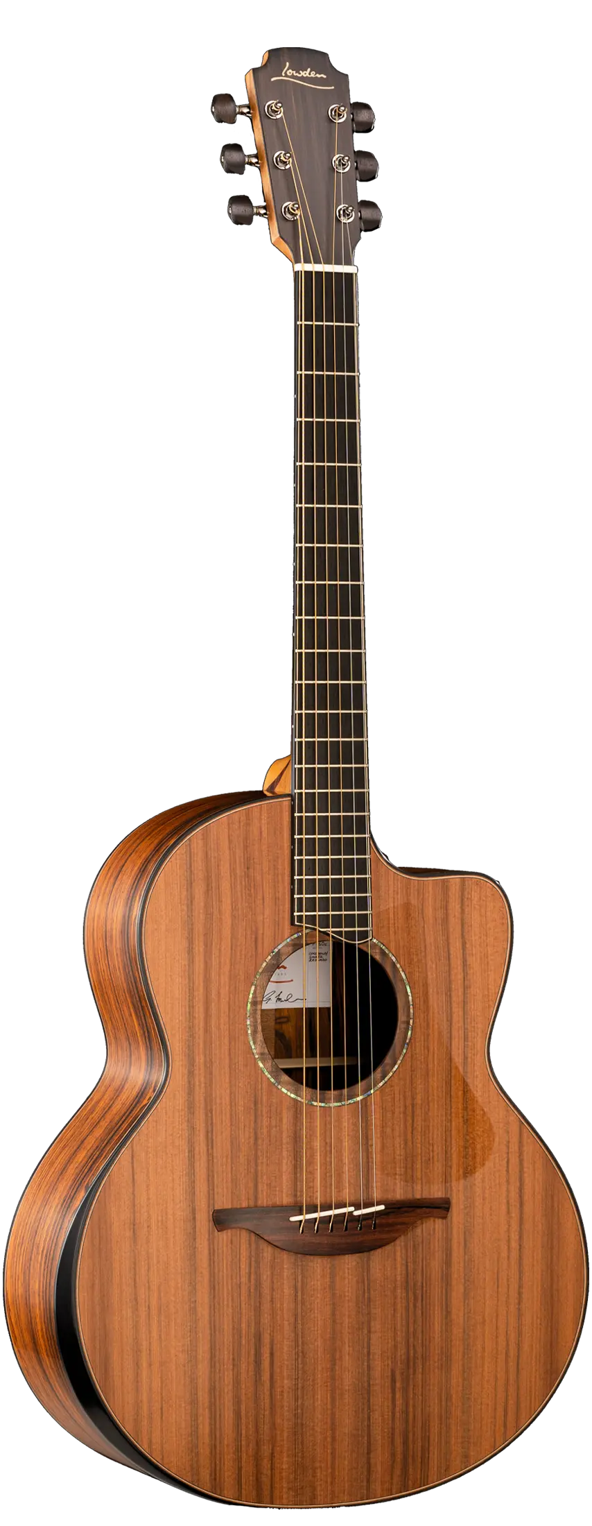 Front view of the Lowden Guitars 50 Series Cocobolo model